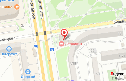 Стоматологическая клиника Астродент на проспекте Космонавтов на карте