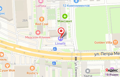 Фитнес-центр LIMEfit на улице Петра Метальникова на карте
