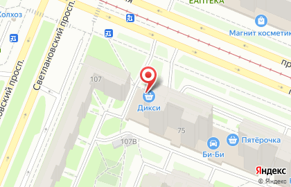 Супермаркет ДИКСИ на проспекте Просвещения, 75 литер А на карте