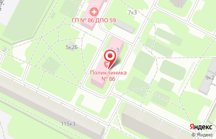 Поликлиника №86 Калининского района на Киришской улице на карте
