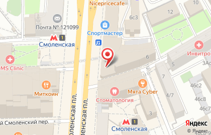 Магазин косметики и парфюмерии Sephora на Смоленской площади на карте