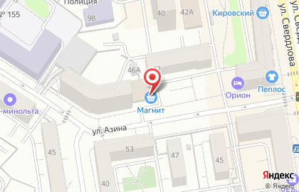Супермаркет Магнит в Железнодорожном районе на карте