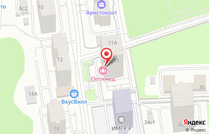 Медицинская клиника Оптимед на улице Вересаева на карте