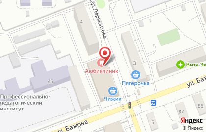 Магазин Красное & Белое в 1-м переулке Лермонтова на карте