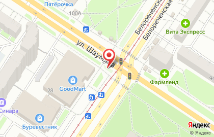 Киоск по продаже фруктов и овощей на улице Белореченская на карте