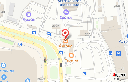 Ресторан быстрого обслуживания Subway на Вокзальной площади на карте