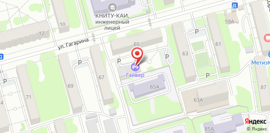 Спортивный клуб Гайвер на улице Гагарина на карте