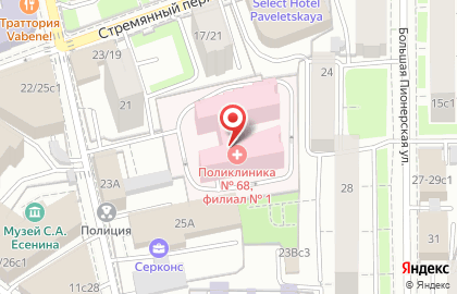 Городская поликлиника №68 в Большом Строченовском переулке на карте