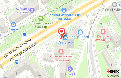Салон мебели Миг на улице Ворошилова на карте