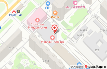 Медицинский центр Медлайн-сервис на Мичуринском проспекте на карте