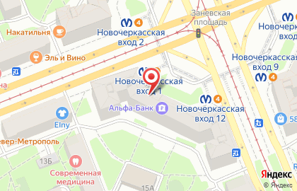 Коммерческий банк Ренессанс Кредит на метро Новочеркасская на карте
