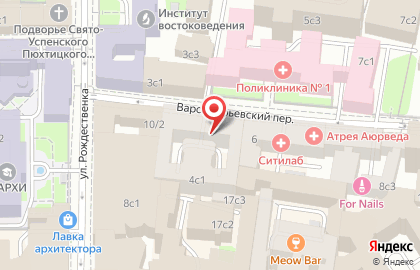 Пансионат Почта России в Варсонофьевском переулке на карте