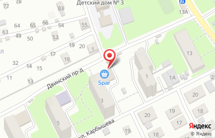 Супермаркет Spar на улице Карбышева на карте
