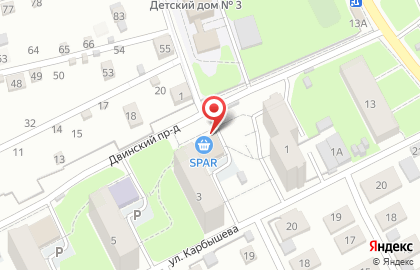 Супермаркет Spar на улице Карбышева на карте