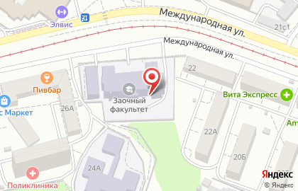 РГТЭУ, Российский государственный торгово-экономический университет на Международной улице на карте