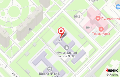 Детская школа искусств №86 в Тропарёво-Никулино на карте