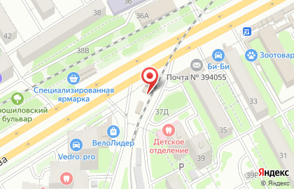 Шиномонтажная мастерская на улице Ворошилова на карте
