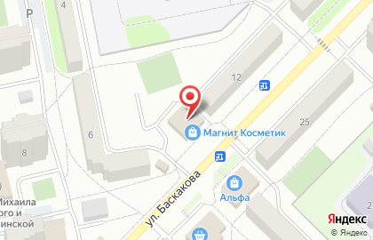 Магазин косметики и бытовой химии Магнит Косметик на улице Баскакова на карте