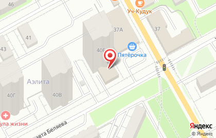 Банкомат КБ Петрокоммерц, филиал в г. Перми, Индустриальный район на улице Беляева, 40б на карте