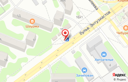 Кафе Минутка на бульваре Энтузиастов на карте