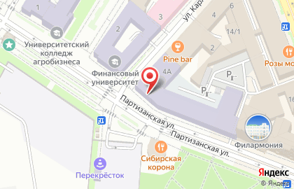 Омский государственный педагогический университет на Партизанской улице на карте
