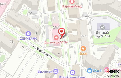 Городская клиническая больница №34 на улице Костина на карте