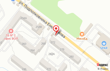 Микромаркет Лилипут на улице Подполковника Емельянова на карте