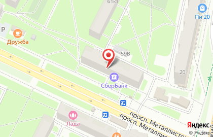 Супермаркет Магнит на проспекте Металлистов на карте