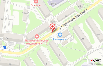 Заельцовский район Киоск по продаже фруктов и овощей на улице Дмитрия Донского на карте