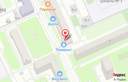 Бар-магазин Пивариус во 2-м Новоподмосковном переулке на карте