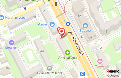 Городская аптека на улице Крупской на карте
