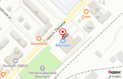Супермаркет Виктория квартал на проспекте Ленина на карте