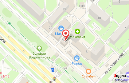 Книжно-канцелярский магазин Школьник на улице 15-й микрорайон на карте
