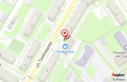 Растяпино на улице Грибоедова на карте