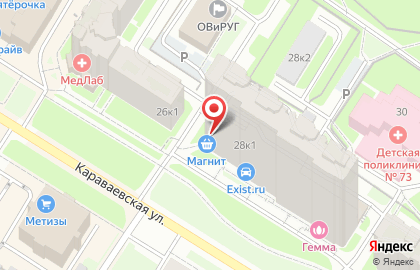 Супермаркет Магнит на Караваевской улице, 28 к 1 на карте