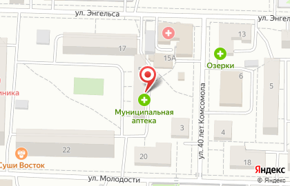 Аптека Муниципальная Новосибирская аптечная сеть на улице 40 лет Комсомола на карте