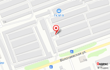 Гаражный кооператив №9 на Волочаевской улице на карте