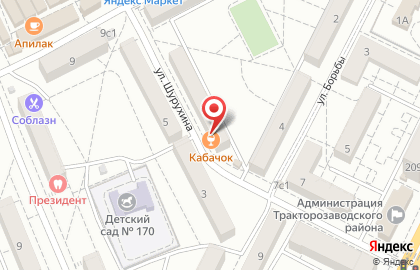 Магазин канцелярских товаров Графа в Тракторозаводском районе на карте