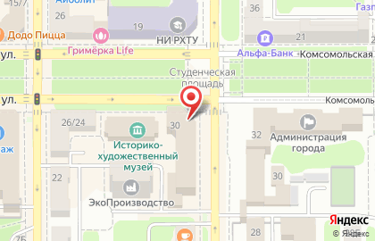 Банкомат ВТБ на Комсомольской улице, 30 в Новомосковске на карте