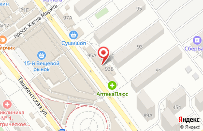 Банкомат ТрансКапиталБанк, Самарский филиал на Ташкентской улице на карте