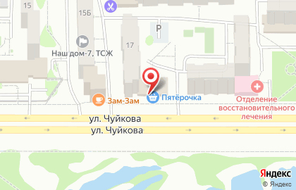 Супермаркет Пятёрочка на улице Маршала Чуйкова на карте