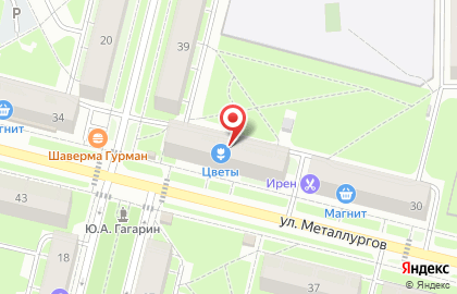 Магазин цветов Цветничок на улице Металлургов на карте