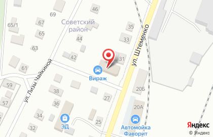 Вираж на улице Штеменко на карте