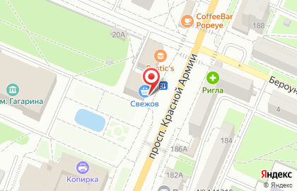 Магазин колбасных изделий Великатес на проспекте Красной Армии на карте