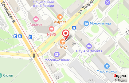 Киоск по продаже фруктов и овощей на улице Твардовского на карте