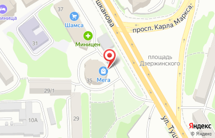 Магазин спортивных товаров Спортмастер на улице Тушканова на карте