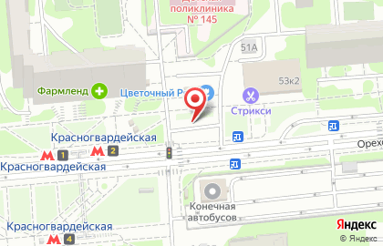 Киоск фастфудной продукции, район Зябликово на Ореховом бульваре на карте