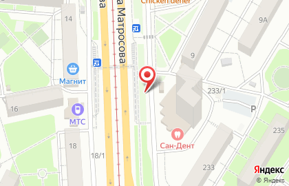 Вектор на улице Александра Матросова на карте