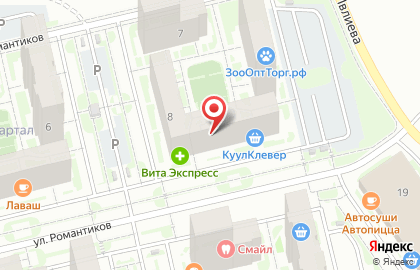 Аптека Вита на улице Романтиков на карте