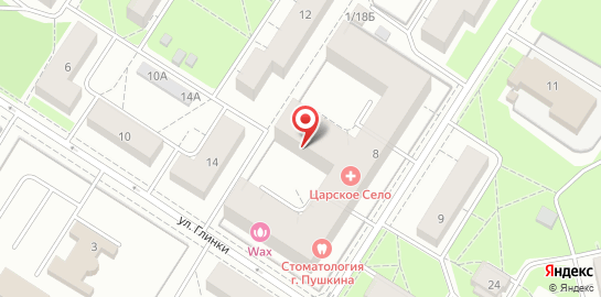 Стоматологический центр города Пушкина на улице Глинки на карте